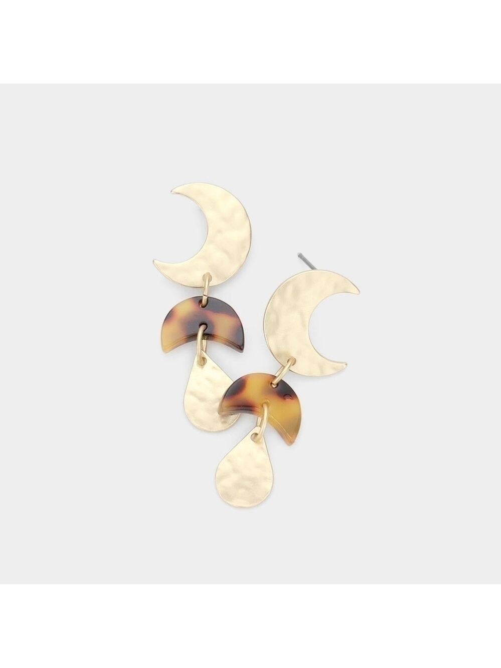 NEW Metal Tortoise Crescent Moon Dangle Earrings